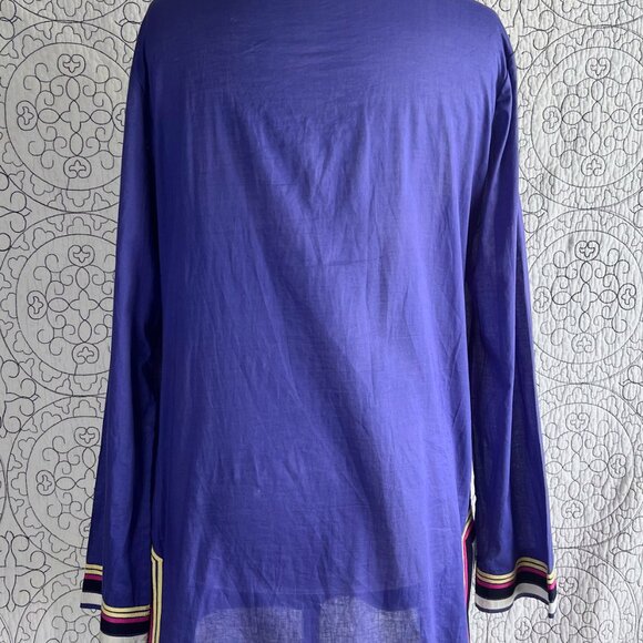 Tory Burch Purple Tunic with Multicolor Trim - Picture 2 of 8